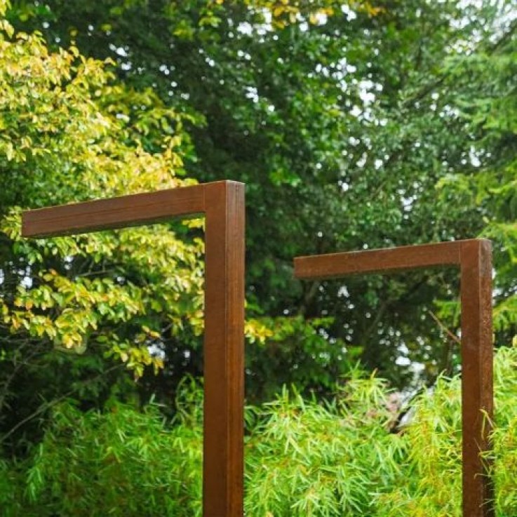 Cortenstalen Pergola L-vorm 110x10x250cm