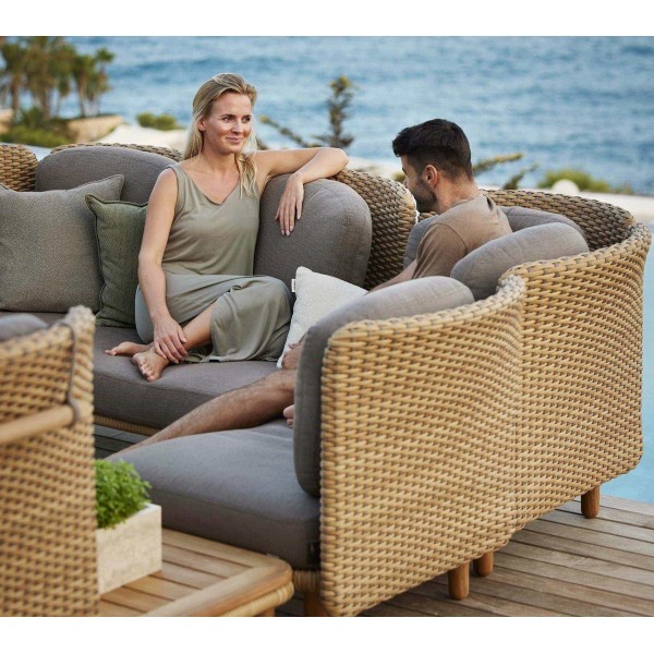 Cane-line Arch modulaire 6-zits hoekbank met bijzettafel - lage en hoge rugleuning