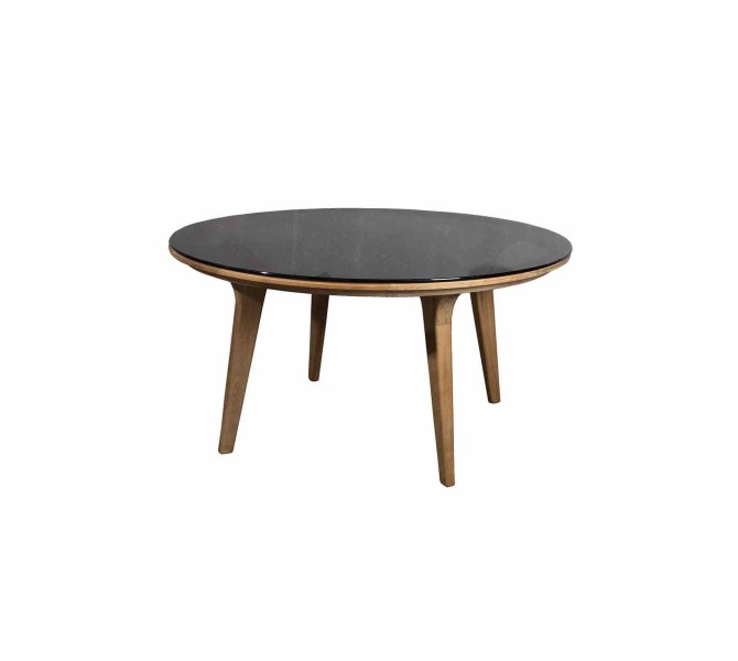 Eettafel voor 4 personen - 100 x 100 x 76 cm - ronde tafel met metalen poten - gemarmerd MDF-blad - MDF Metaal - wit