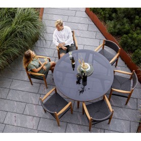 Cane-Line Aspect tuintafel met glazen blad rond Ø144cm