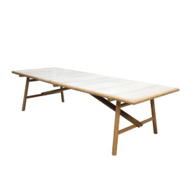 Cane-line Sticks teakhouten tuintafel 280x100cm - geglazuurd lavasteen blad