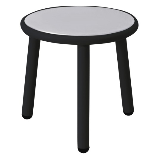 Emu Yard salontafel Ø50cm - zwart frame met glanzend rvs blad