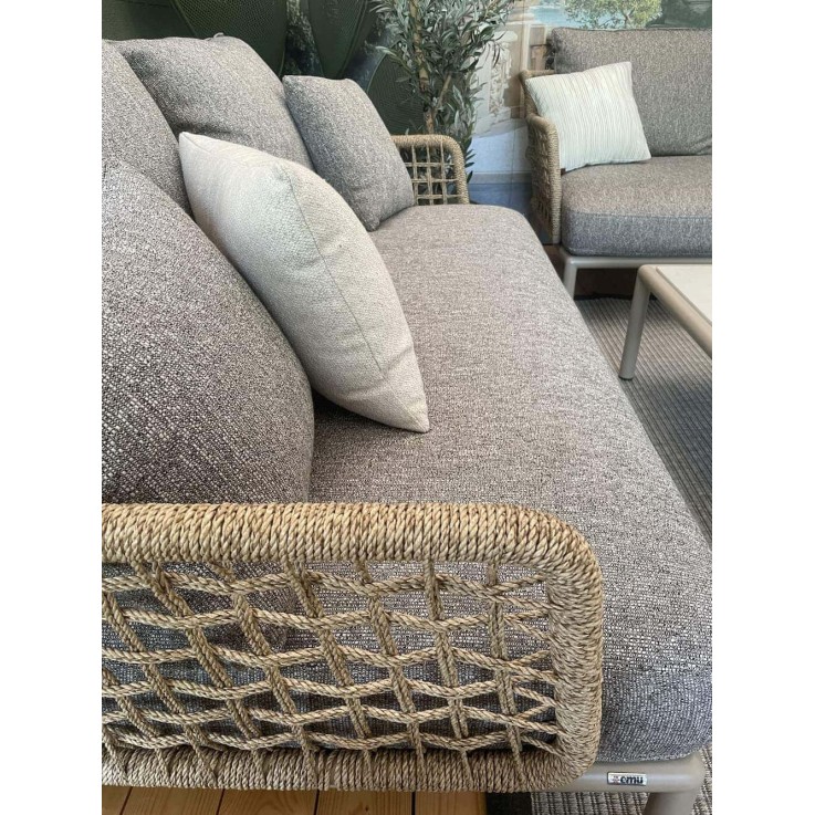 Emu Saint Martin weaving 2-zits loungebank, loungestoel en salontafel - showmodellen met luxe buitenkussens