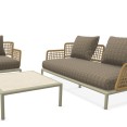 Emu Saint Martin weaving 2-zits loungebank, loungestoel en salontafel - showmodellen met luxe buitenkussens