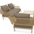 Emu Saint Martin weaving 2-zits loungebank, loungestoel en salontafel - showmodellen met luxe buitenkussens