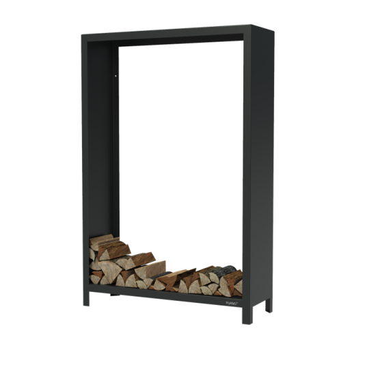 FORNO Houtopslag - 120x40x180cm - zwart gecoat