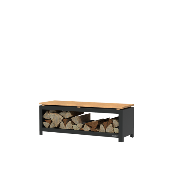 FORNO Houtopslag bank - 120cm - zwart gecoat