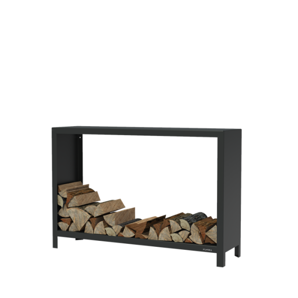 FORNO Houtopslag - 150x40x100cm - zwart gecoat