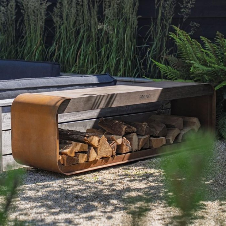 Forno Serra Cortenstaal Houtopslagen 150x40x45