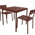 Hay Balcony vierkante tafel 75x76cm met 1 armchair en 1 chair - iron red