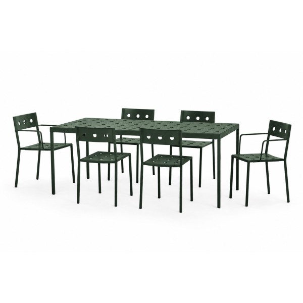 Hay Balcony tafel 190x87cm met 4 chairs en 2 armchairs - dark forest