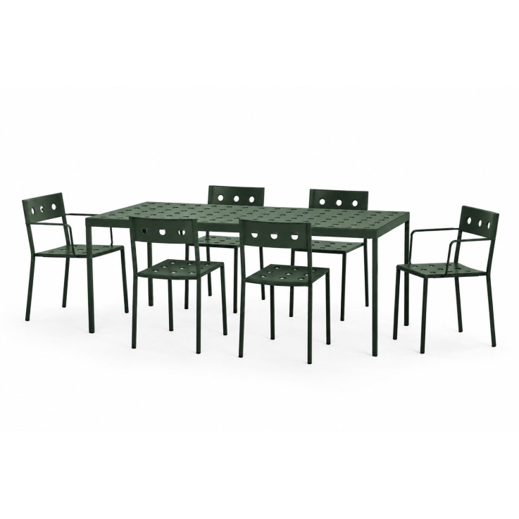 Hay Balcony tafel 190x87cm met 4 chairs en 2 armchairs - dark forest Hay Balcony tafel 190x87cm met 4 chairs en 2 armchairs - dark forest