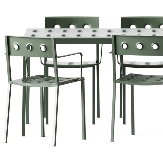 Hay Balcony tafel 144x76cm met 4 armchairs - desert green