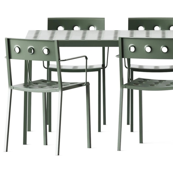 Hay Balcony tafel 144x76cm met 4 armchairs - desert green