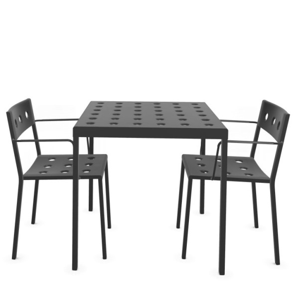 Hay Balcony vierkante tafel 75x76cm met 2 armchairs - antraciet