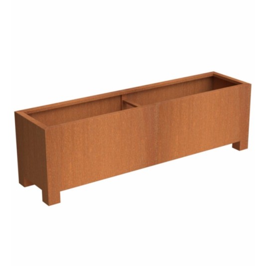 Cortenstalen plantenbak met poten 120x50x60cm