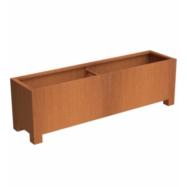 Cortenstalen plantenbak met poten 120x50x60cm