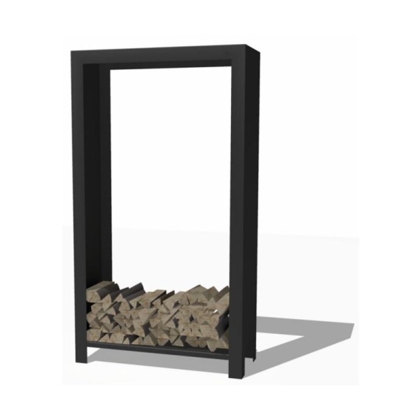FORNO Houtopslag -100x40x180cm - zwart gecoat