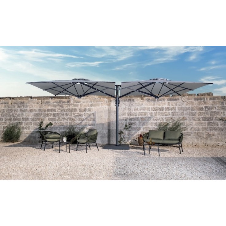 Scolaro Dual "V" zweefparasol 250x500cm Scolaro Dual "V" zweefparasol 250x500cm