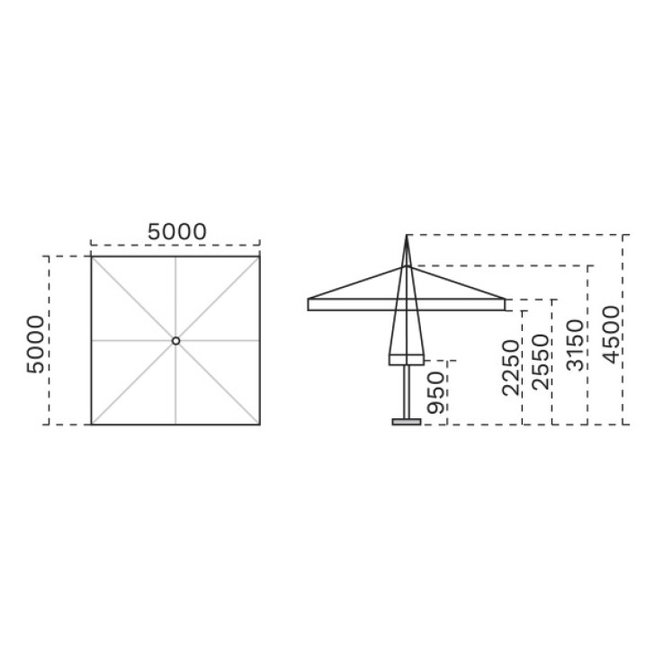 Scolaro Verona Telescopic parasol 500x500cm